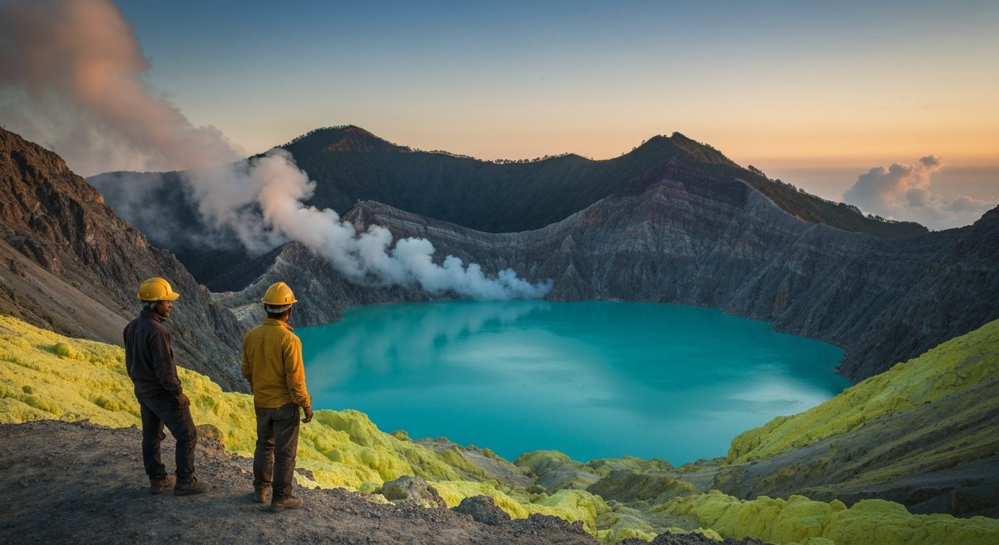 Ijen Sulfur Miners Tour & Turquoise Crater Lake Experience